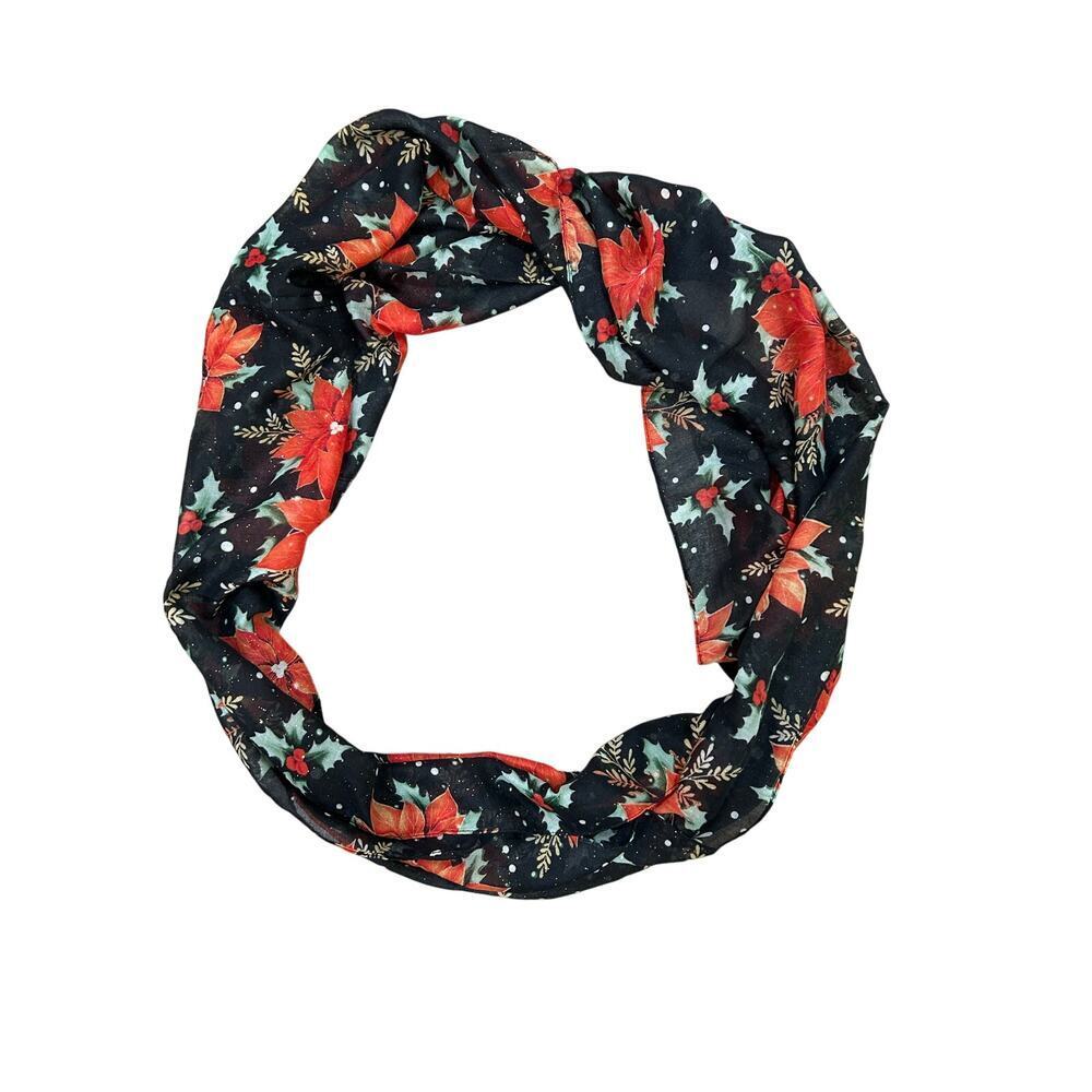 Poinsettia Sheer Lightweight Infinity Scarf - Picture 1 of 6